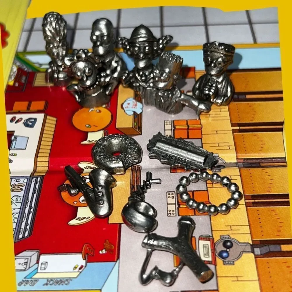 Simpsons Clue Board Game 2000 Parker Bros Pewter Tokens COMPLETE 1st Edition